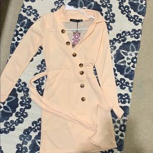 Petite Button Front Belted Shirt Dress